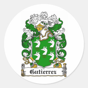 PEGATINA REDONDA ESCUDO DE LA FAMILIA DE GUTIÉRREZ - ESCUDO DE
