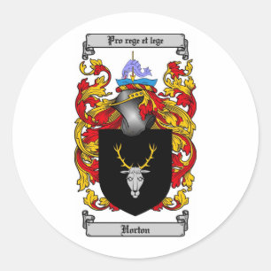 PEGATINA REDONDA ESCUDO DE LA FAMILIA DE HORTON - ESCUDO DE ARMAS