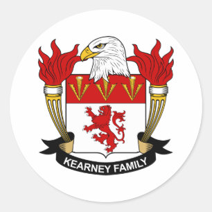 Pegatina Redonda Escudo de la familia de Kearney