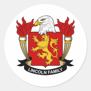 Pegatina Redonda Escudo de la familia de Lincoln