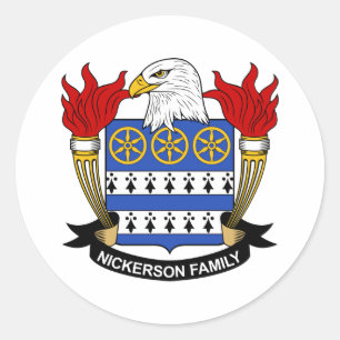 Pegatina Redonda Escudo de la familia de Nickerson