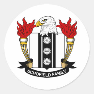 Pegatina Redonda Escudo de la familia de Schofield