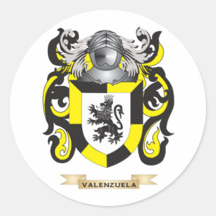 Pegatina Redonda Escudo de la familia de Valenzuela (escudo de