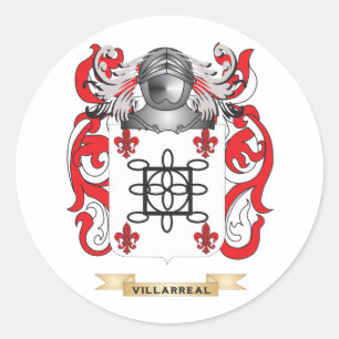 Pegatina Redonda Escudo de la familia de Villarreal (escudo de