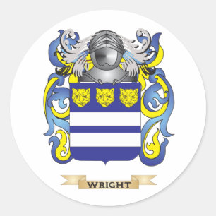 Pegatina Redonda Escudo de la familia de Wright (escudo de armas)