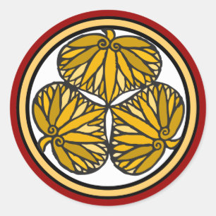 Pegatina Redonda Escudo de la familia del shogún de Tokugawa,