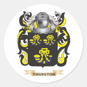 Pegatina Redonda Escudo de la familia Thurston (escudo de armas)