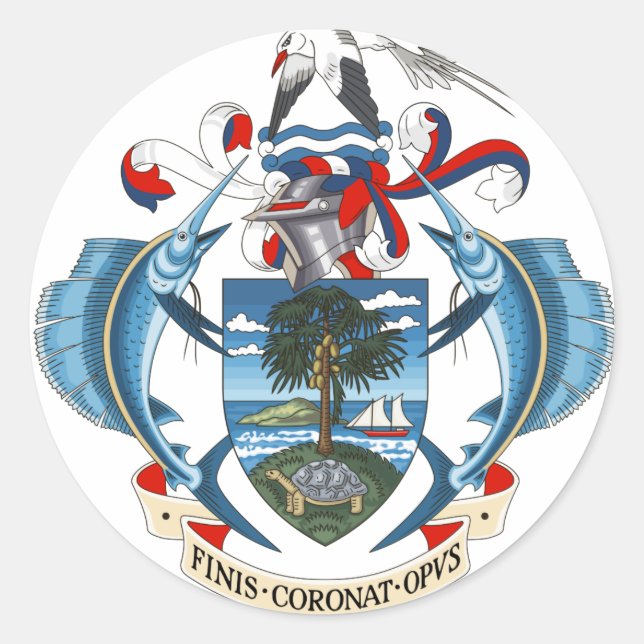 Pegatina Redonda Escudo de las Seychelles (Anverso)