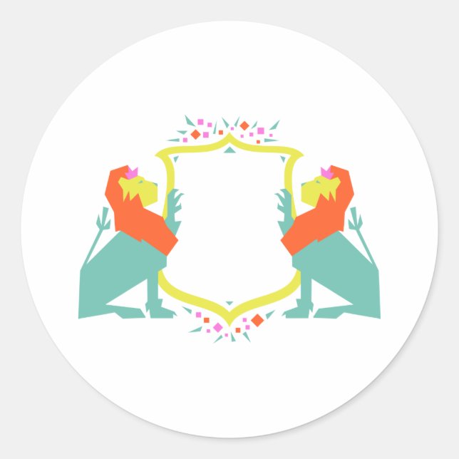 Pegatina Redonda Escudo de leones (Anverso)