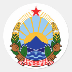 Pegatina Redonda Escudo de Macedonia Símbolo herálgico oficial