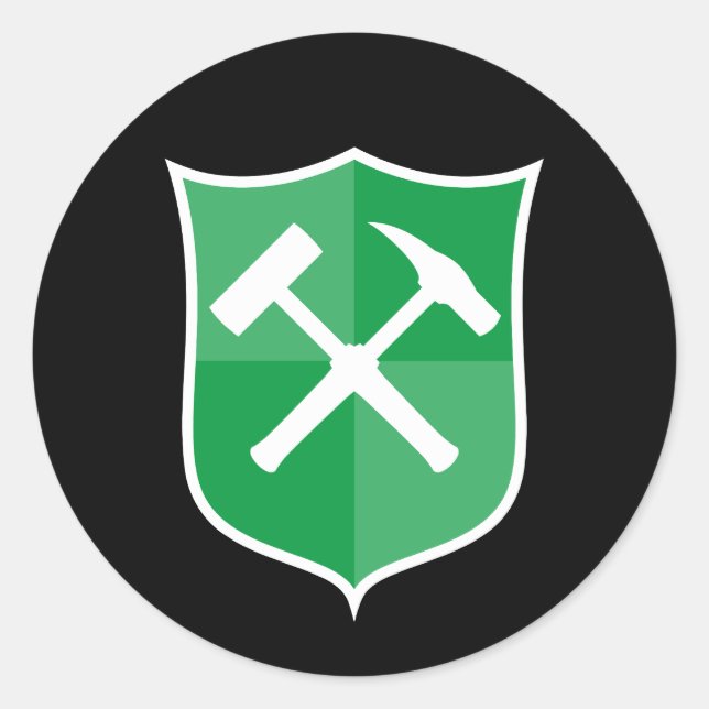 Pegatina Redonda Escudo de martillo de roca cruzada (Anverso)
