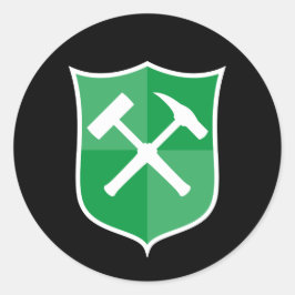 Pegatina Redonda Escudo de martillo de roca cruzada