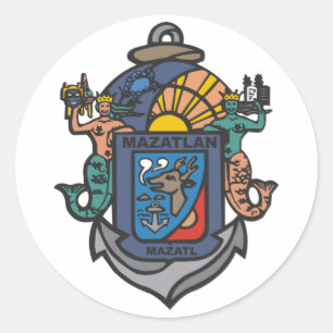 Pegatina Redonda Escudo de Mazatlán, Sinaloa (MX)