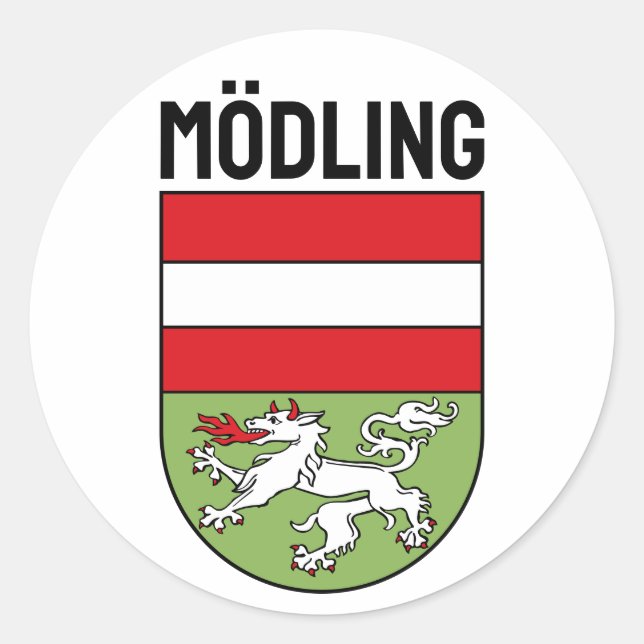 Pegatina Redonda Escudo de Mödling, AUSTRIA (Anverso)