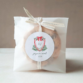 Pegatina Redonda Escudo de Navidades caprichosos | Joyeux Noël