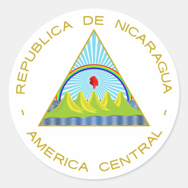 Pegatina Redonda Escudo de Nicaragua (Anverso)
