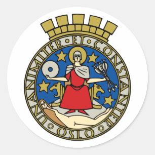 Pegatina Redonda Escudo de Oslo (Noruega)