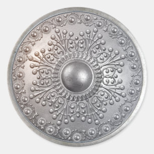 Pegatina Redonda Escudo de plata 8