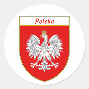 Pegatina Redonda Escudo de Polska Eagle