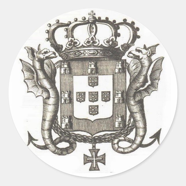 Pegatina Redonda Escudo de Portugal (Anverso)