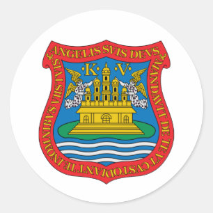 Pegatina Redonda Escudo de Puebla de los Ángeles, México