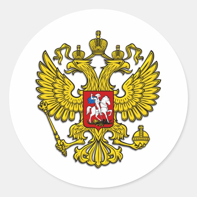 Pegatina Redonda Escudo de Rusia (Anverso)