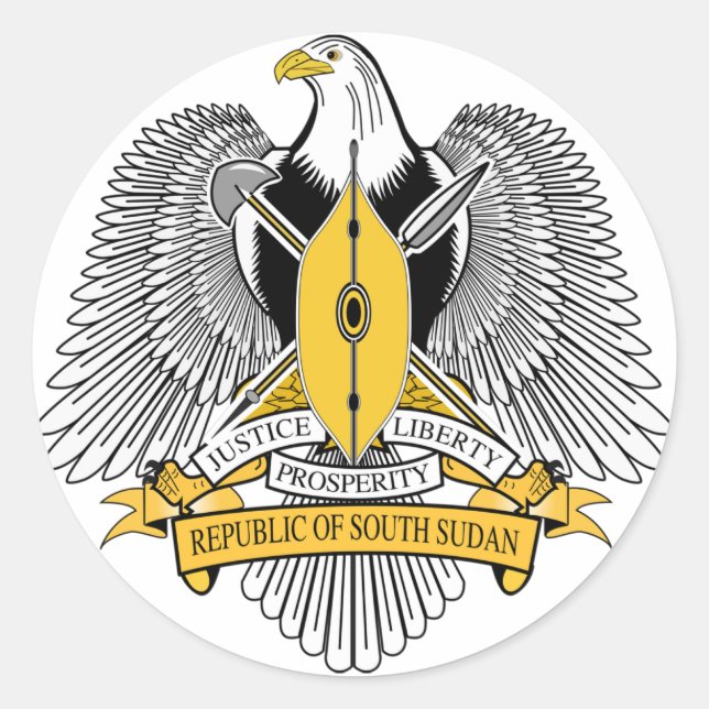 Pegatina Redonda Escudo de Sudán del Sur (Anverso)