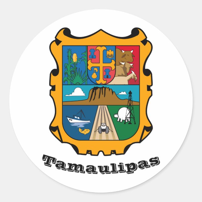 Pegatina Redonda Escudo de Tamaulipas (estado), Clásico de México (Anverso)