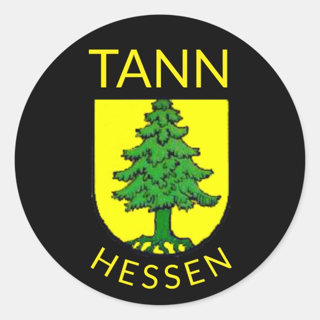 Pegatina Redonda Escudo de Tann, Hesse (Alemania) (Anverso)