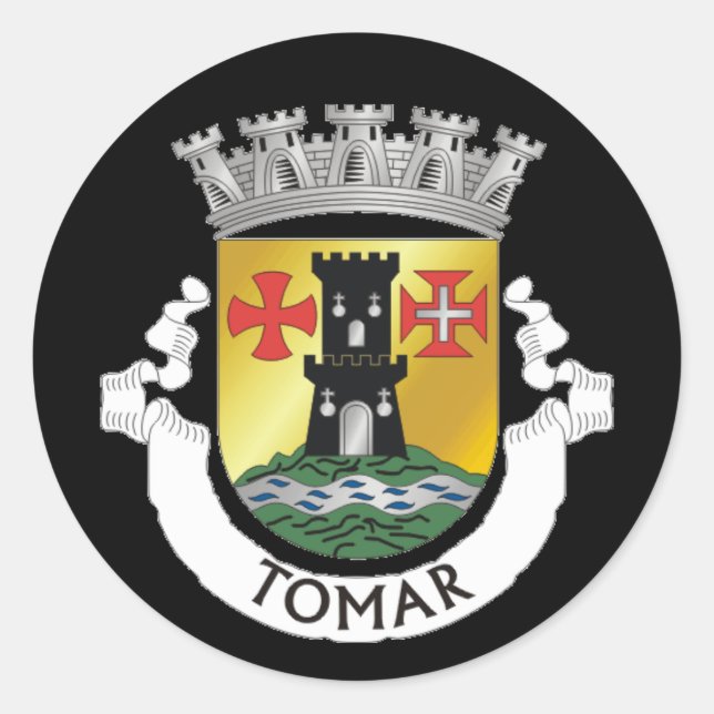 Pegatina Redonda Escudo de Tomar, PORTUGAL (Anverso)