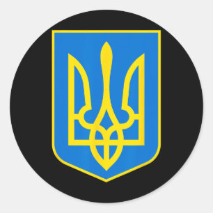 Pegatina Redonda Escudo de Ucrania - Slava Ukraini 2 