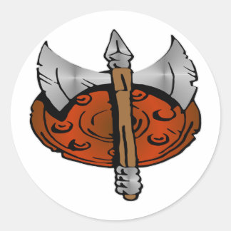 Pegatina Redonda Escudo de Viking & Battle