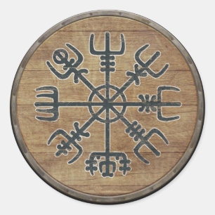 Pegatina Redonda Escudo de Viking - Vegvísir
