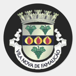 Pegatina Redonda Escudo de Vila Nova de Famalicão, PORTUGAL