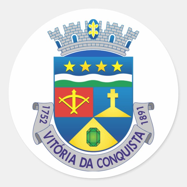 Pegatina Redonda Escudo de Vitória da Conquista (BRASIL) (Anverso)