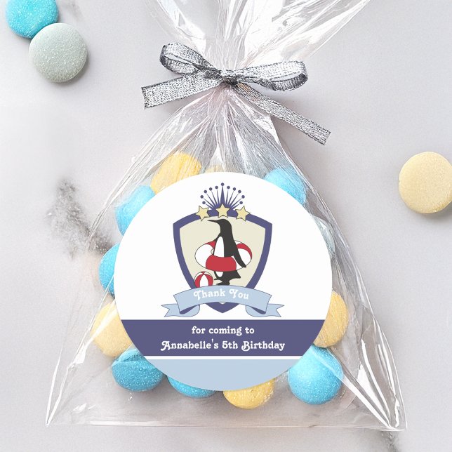 Pegatina Redonda Escudo Del Club De Natación Infantil Cute Penguin  (Subido por el creador)