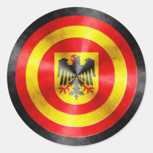 Pegatina Redonda Escudo del héroe de capitán Alemania