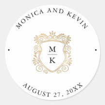 Escudo dorado | Elegante Boda blanco y negro