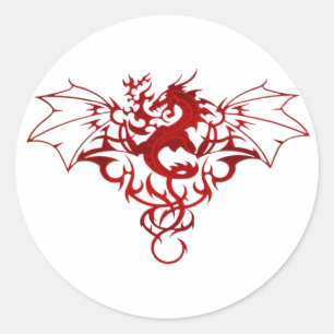 Pegatina Redonda Escudo Dragon