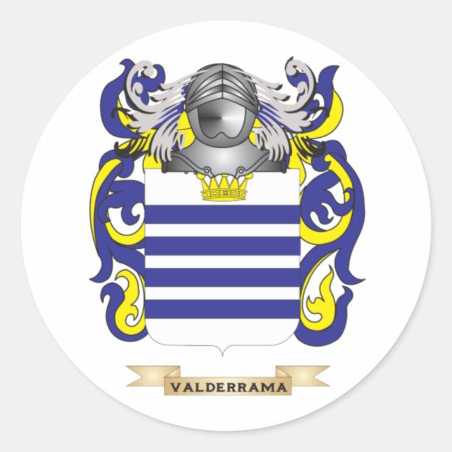 Pegatina Redonda Escudo familiar de Valderrama (escudo de armas) (Anverso)