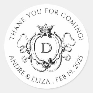 Pegatina Redonda Escudo formal negro y blanco