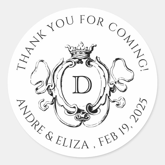 Pegatina Redonda Escudo formal negro y blanco (Anverso)