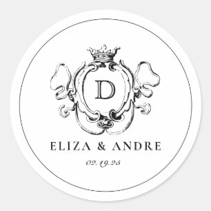 Pegatina Redonda Escudo formal negro y blanco