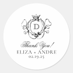 Pegatina Redonda Escudo formal negro y blanco