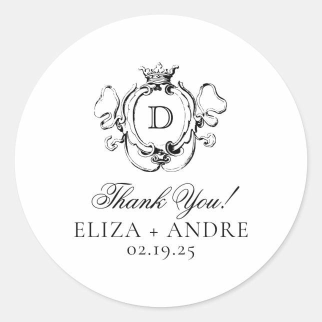 Pegatina Redonda Escudo formal negro y blanco (Anverso)