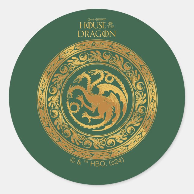 Pegatina Redonda Escudo Golden Targaryen (Anverso)