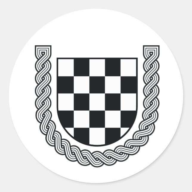 Pegatina Redonda Escudo histórico de Croacia (Anverso)