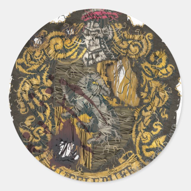 Pegatina Redonda Escudo Hufflepuff - Destruido (Anverso)