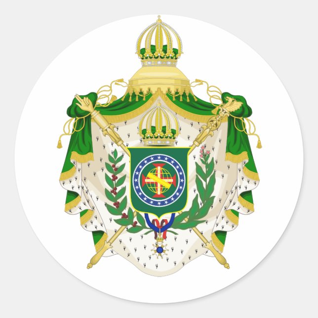 Pegatina Redonda Escudo imperial de armas, segundo reinado (1840-18 (Anverso)