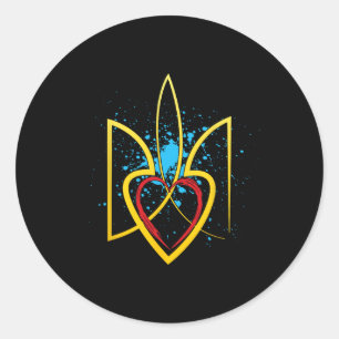 Pegatina Redonda Escudo Nacional De Armas De Ucrania Ucraniano Kiev